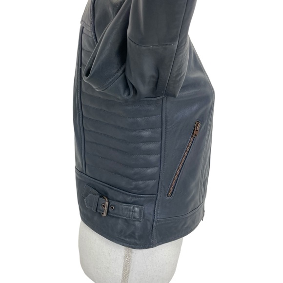 J. Crew Collection Leather Jacket 6 BLUE - Picture 5 of 16